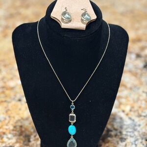 Tiramisu Gold-Tone Necklace with Turquoise and Aqua Stones